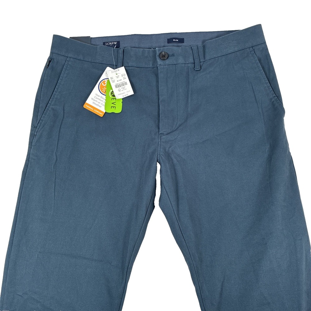 New Mens J. Crew Slim Fit Repreve Chino Pants Size 33x30 Flex Blue NWT
